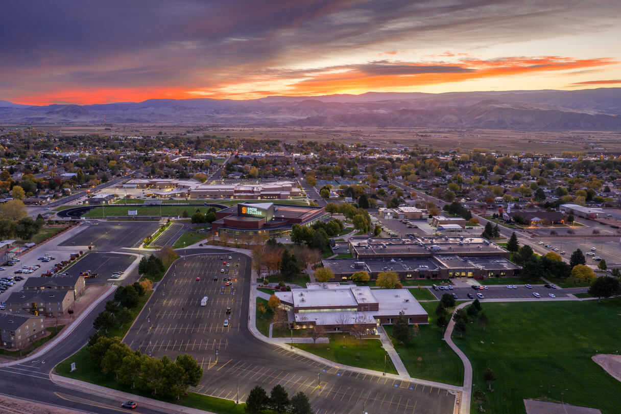 Aerial photo of Snow College Richfield UT at sunrise Aerial photo of Snow College Richfield UT at sunrise