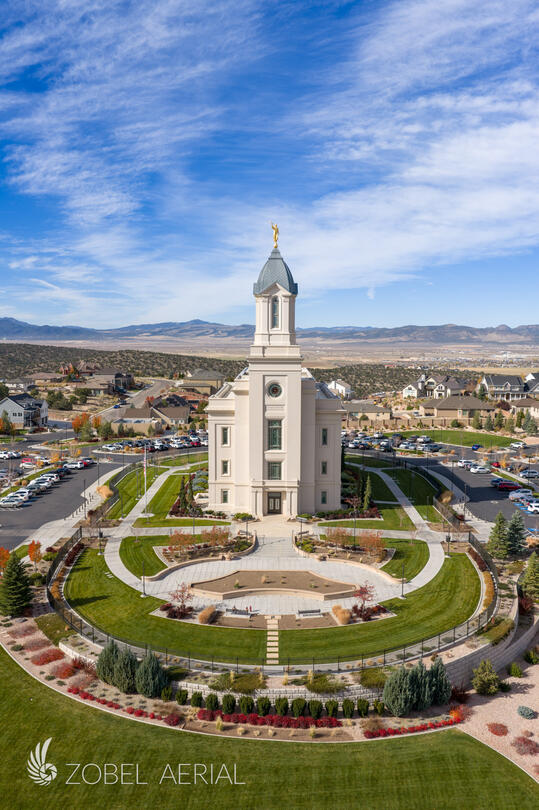 Aerial photo of the Cedar City Temple at day