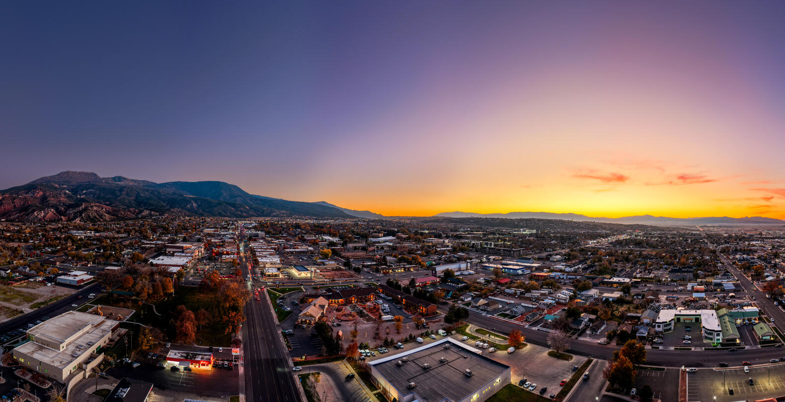 Aerial panorama of Cedar City UT at sunset Aerial panorama of Cedar City UT at sunset