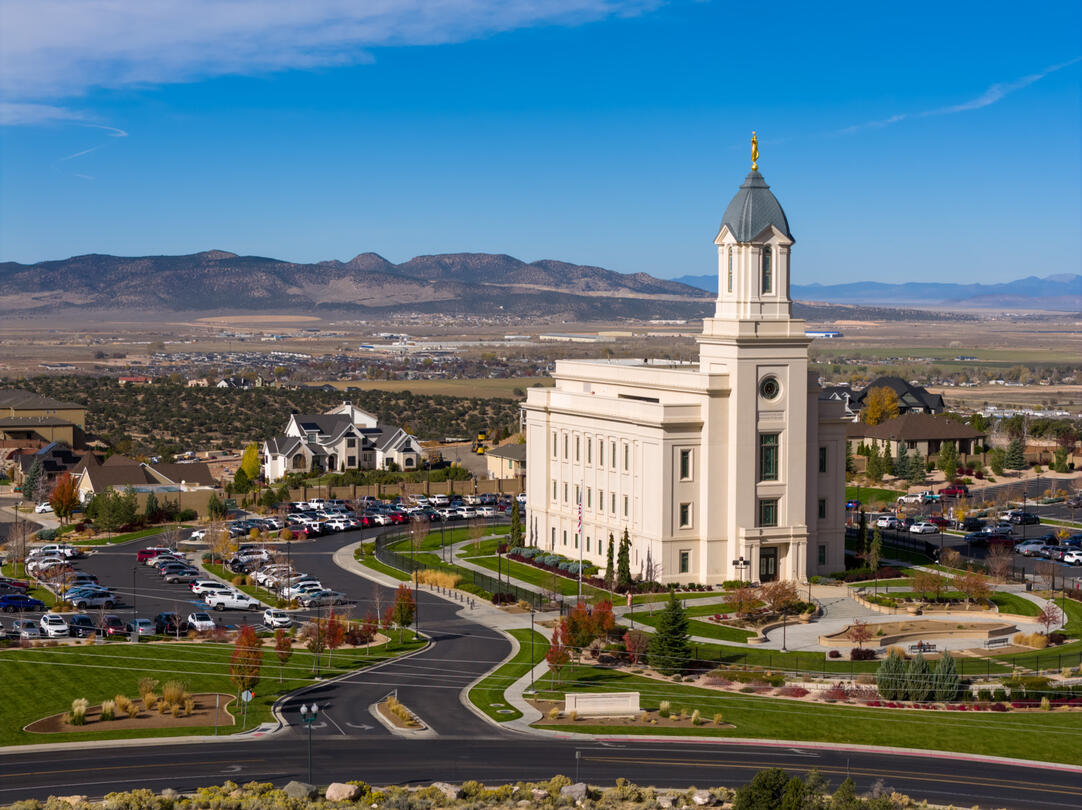 An LDS temple from the air