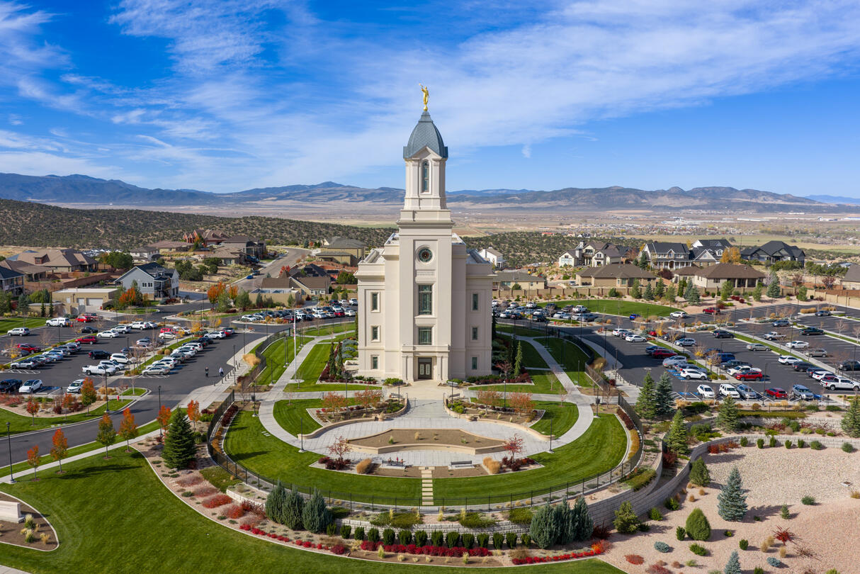 An LDS temple from the air