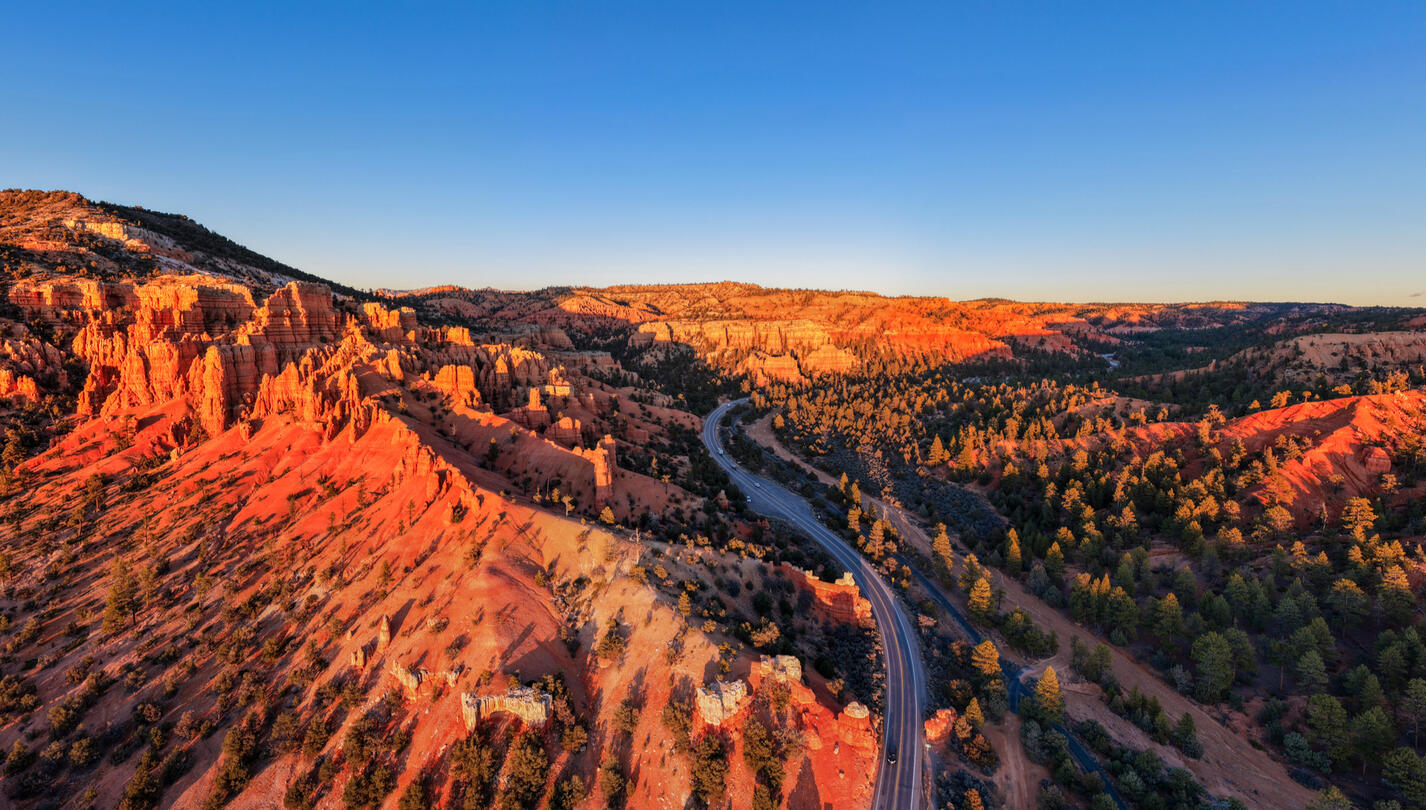Red rock formations at dusk