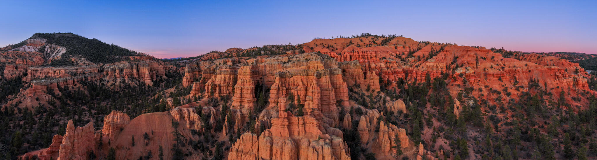 Red rock formations at dusk