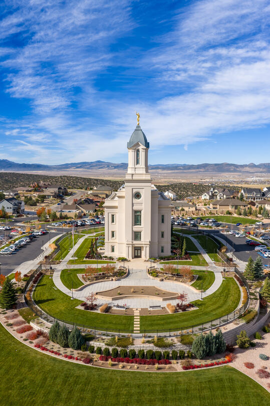 An LDS temple from the air