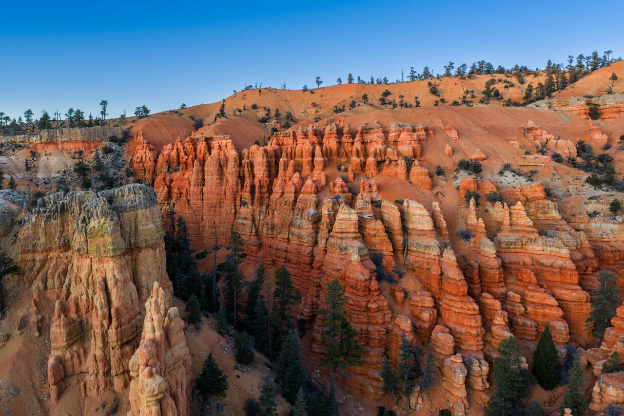 Red rock formations at dusk
