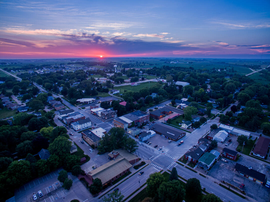 A midwest town at dusk